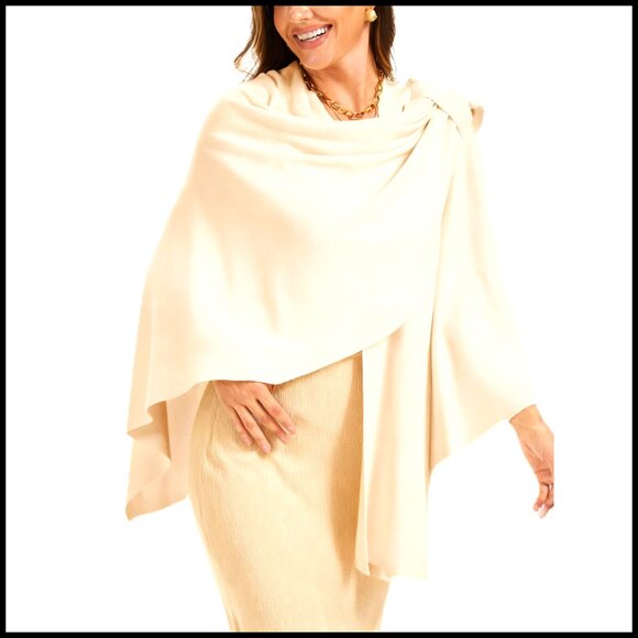 Elegant Cross Front Poncho Sweater Wrap Shawl Cape Knitted Chic Topper